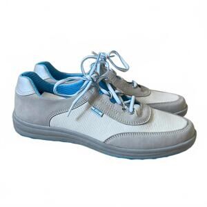 SAS Women’s Sporty Lace Up Walking Shoes 8.5N Gray White Leather Comfort Sneaker